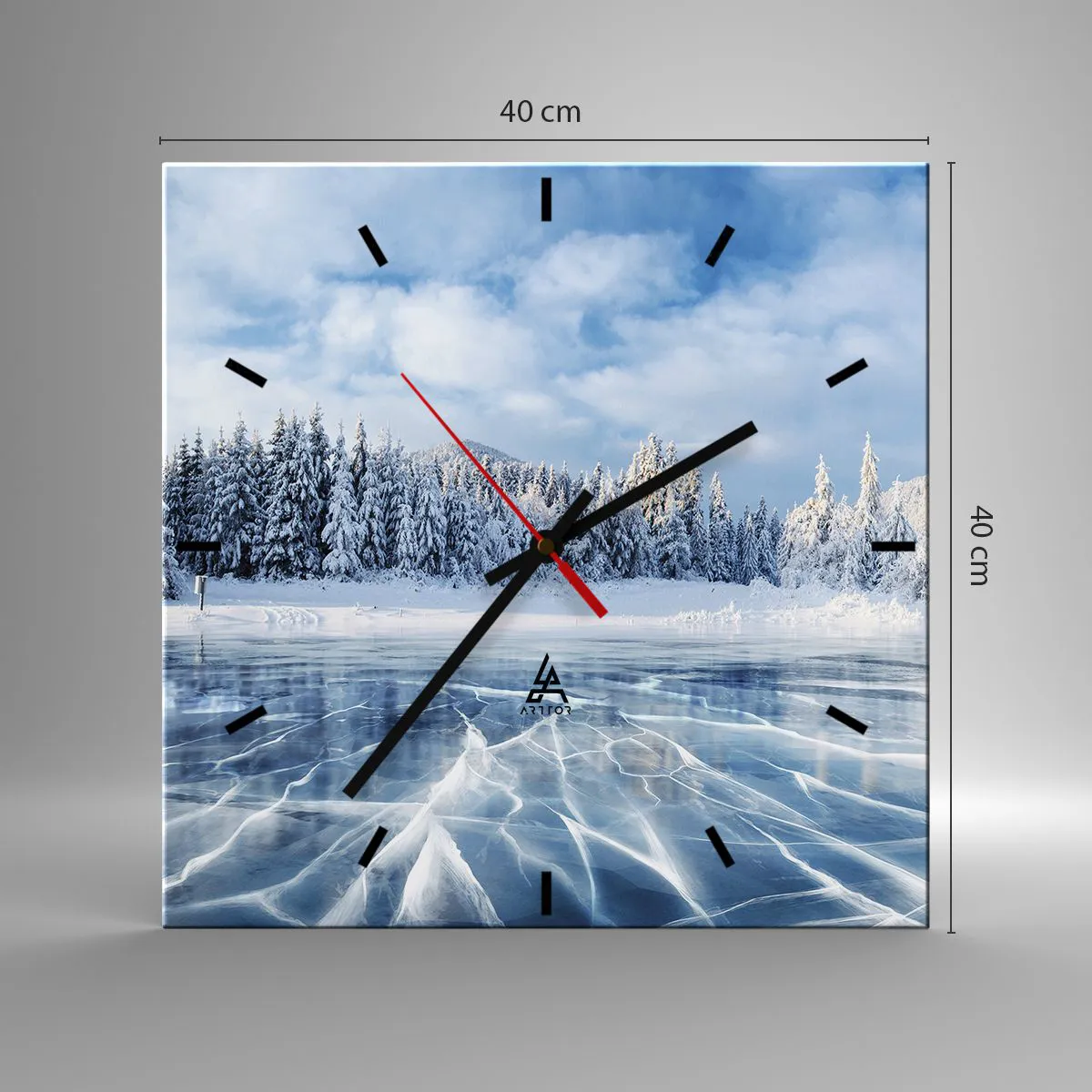 Reloj de pared - Reloj de vidrio - Vista deslumbrante y cristalina - 40x40 cm