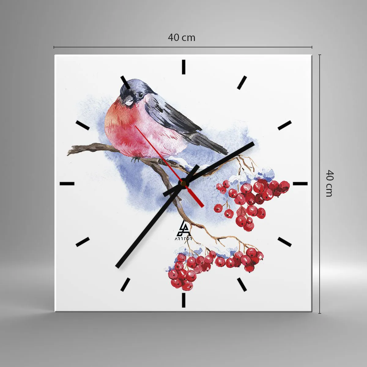 Relógio de parede - Relógio em vidro - Inverno a cores - 40x40 cm