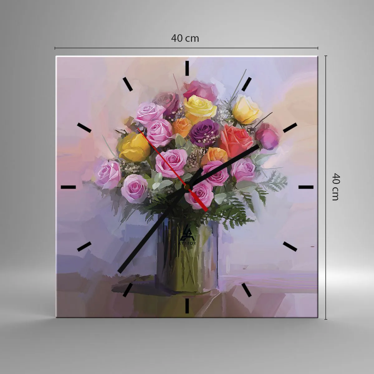 Relógio de parede - Relógio em vidro - Beleza retida - 40x40 cm