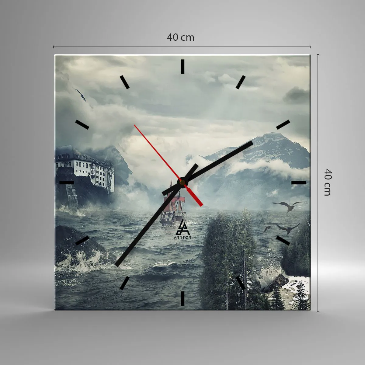 Zegar ścienny - Na magicznych wodach - 40x40 cm