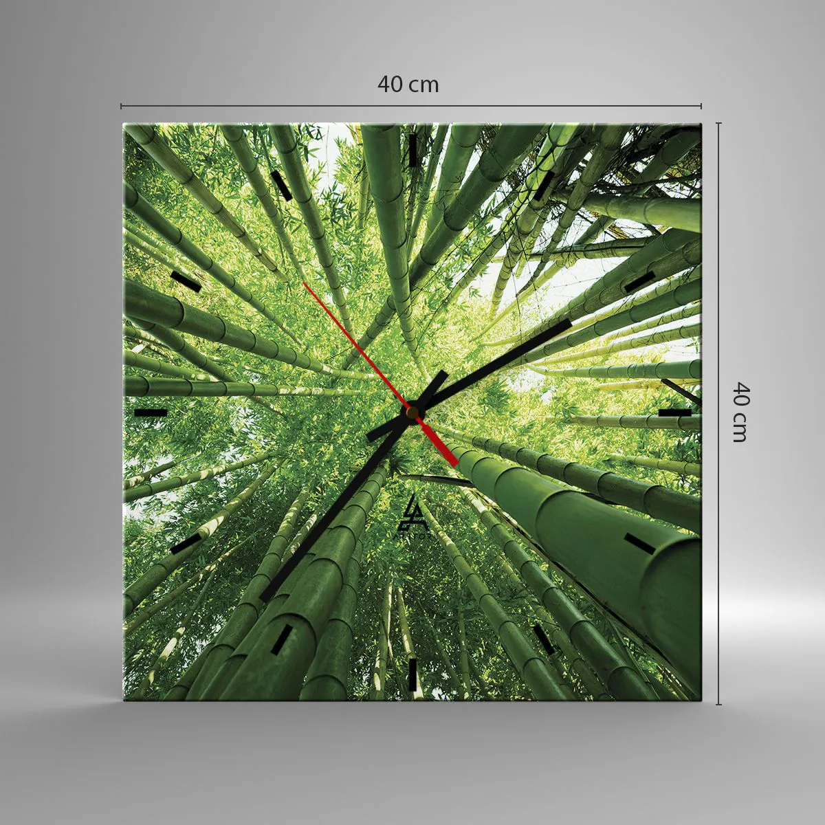 Ceas de perete - Ceas pe sticlă - Într-o pădure de bambus - 40x40 cm