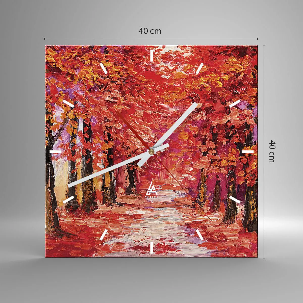 Wall clock - Clock on glass - Autumnal Impression - 40x40 cm