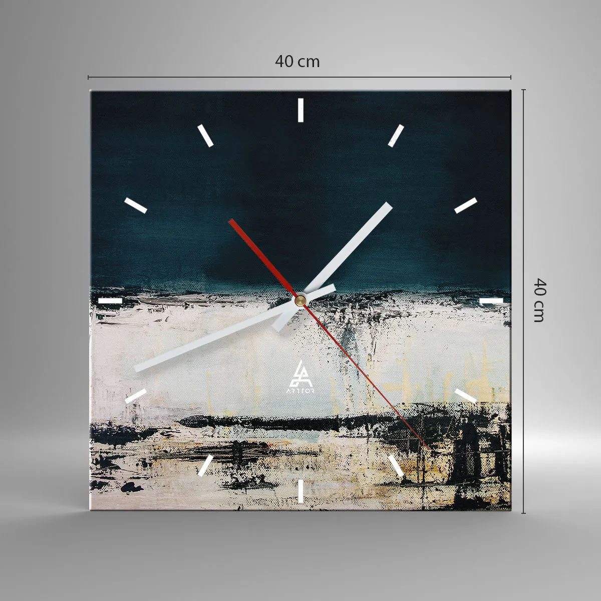 Wanduhr - Glasuhr - Horizontale Komposition - 40x40 cm