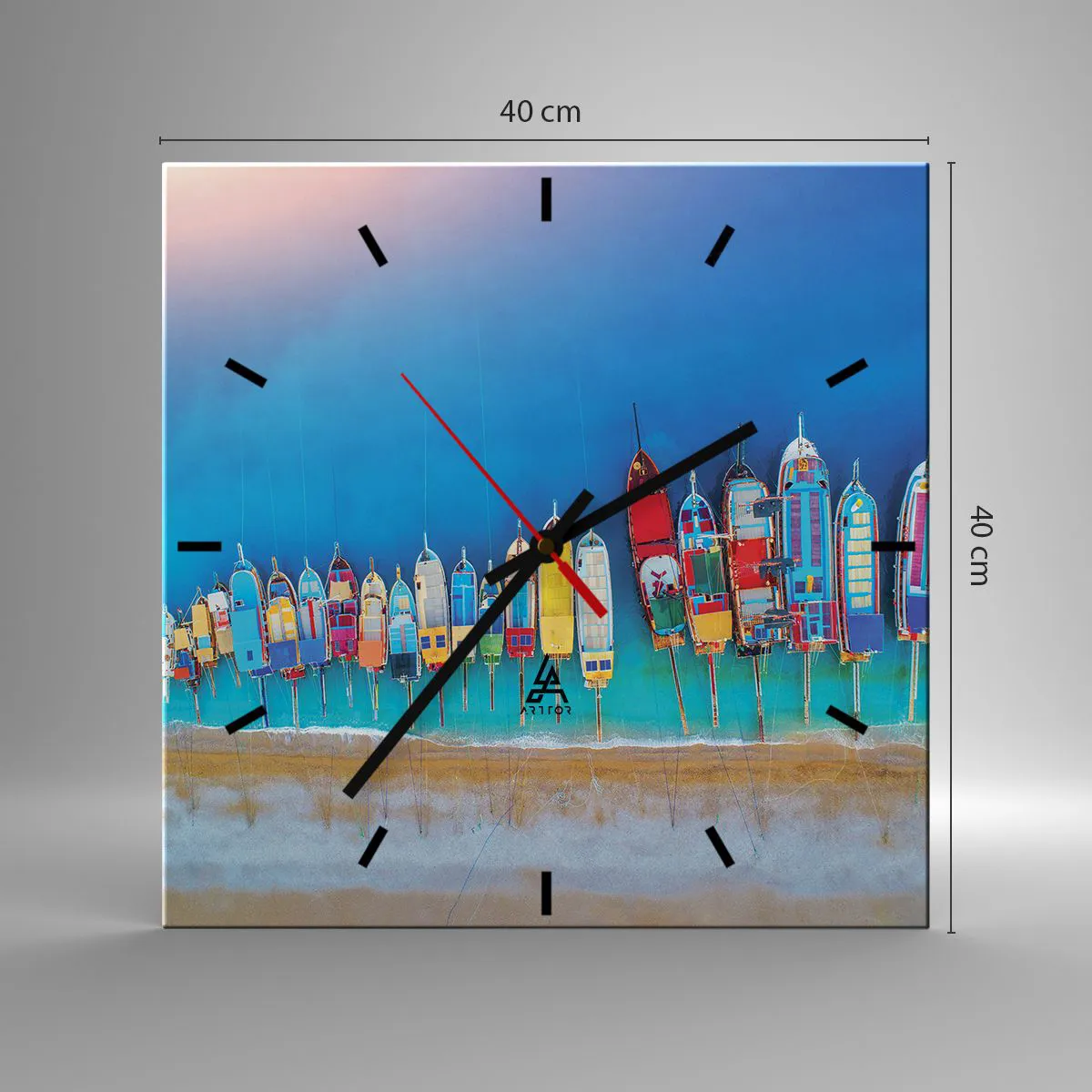 Ceas de perete - Ceas pe sticlă - Din perspectiva unei păsări - 40x40 cm