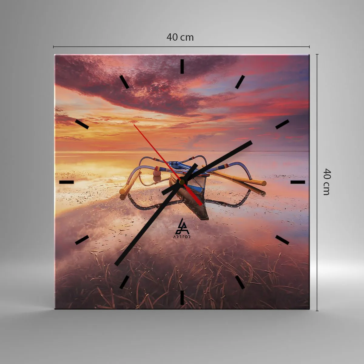 Ceas de perete - Ceas pe sticlă - Liniștea unei seri tropicale - 40x40 cm