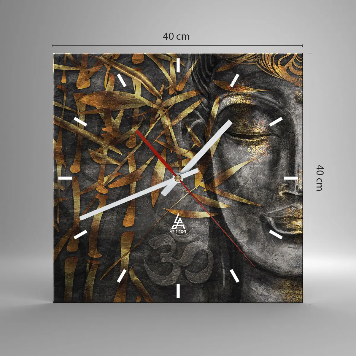 Ceas de perete - Ceas pe sticlă - Simțiți pacea - 40x40 cm