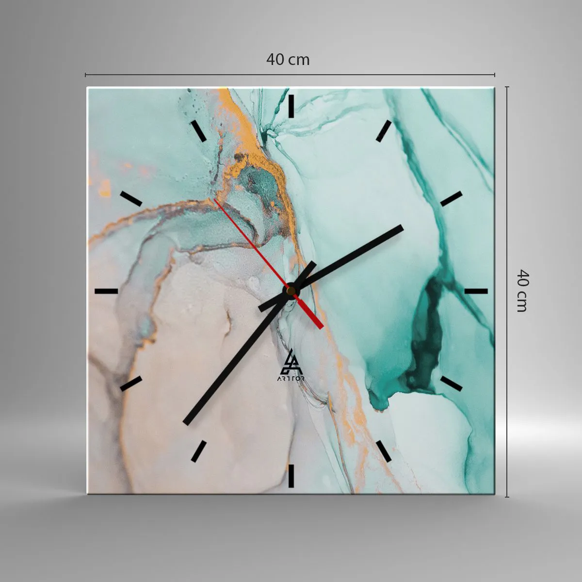 Reloj de pared - Reloj de vidrio - Danza de formas y colores - 40x40 cm