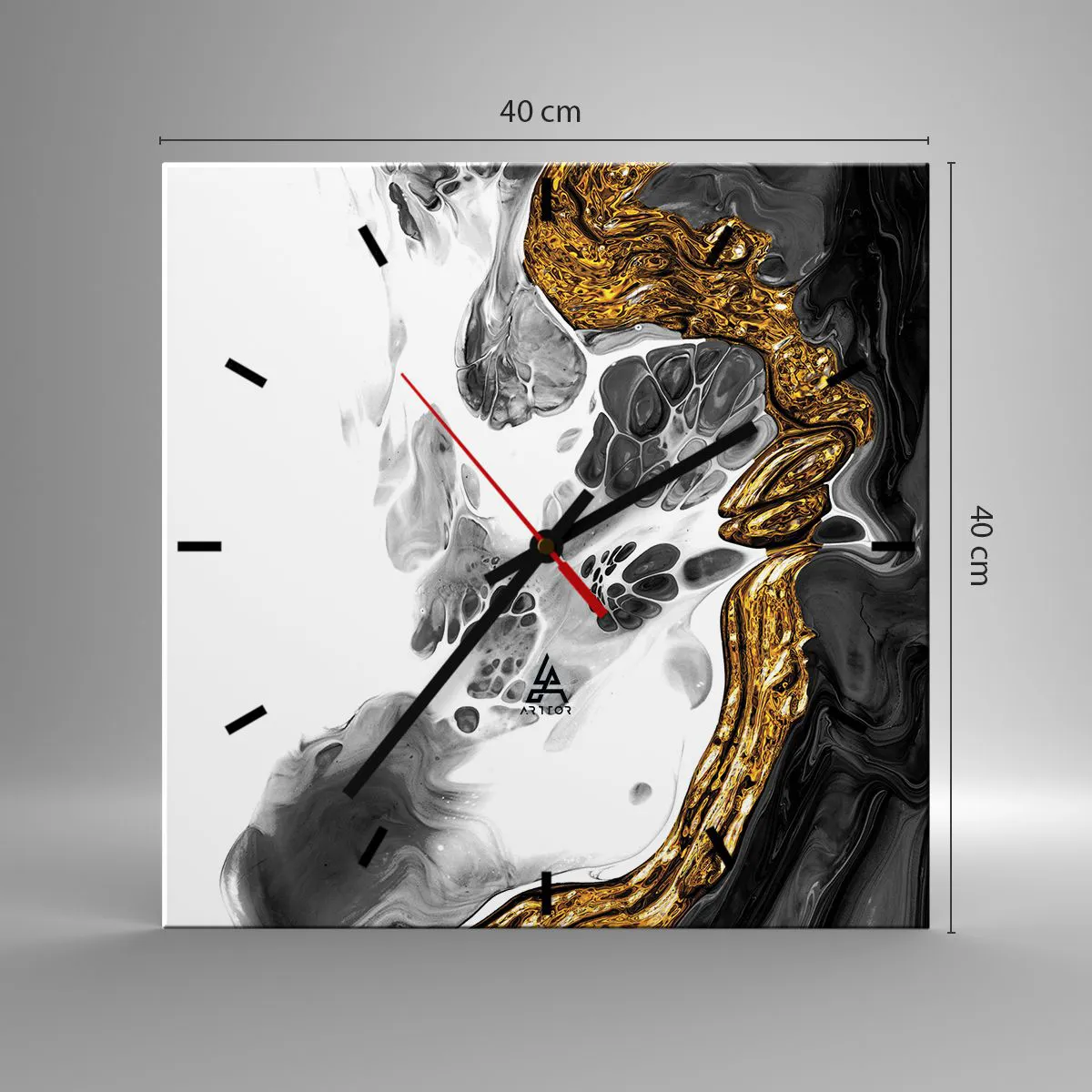 Wanduhr - Glasuhr - Organische Komposition - 40x40 cm