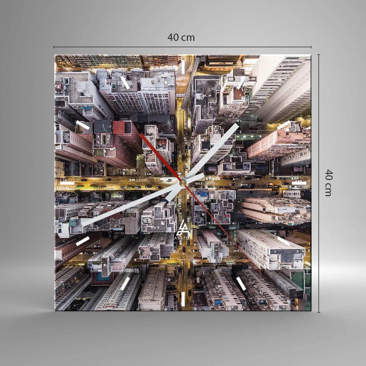 Wall clock - Clock on glass - Greetings from Hong Kong - 40x40 cm