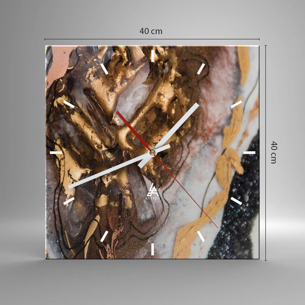 Relógio de parede - Relógio em vidro - O elemento terra - 40x40 cm