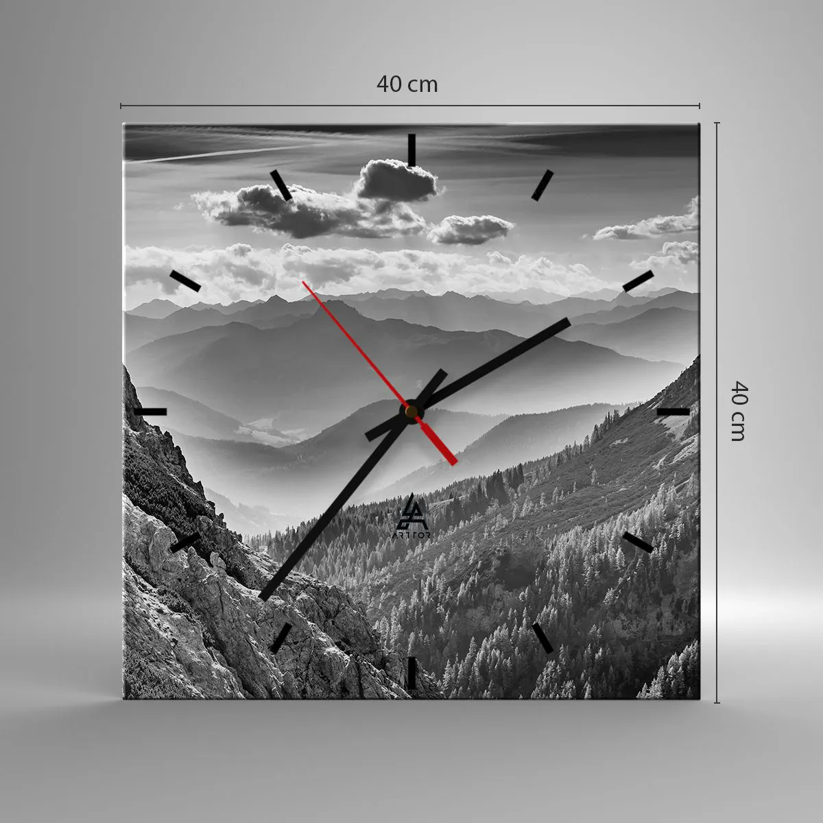 Ceas de perete - Ceas pe sticlă - Dincolo de orizont - 40x40 cm