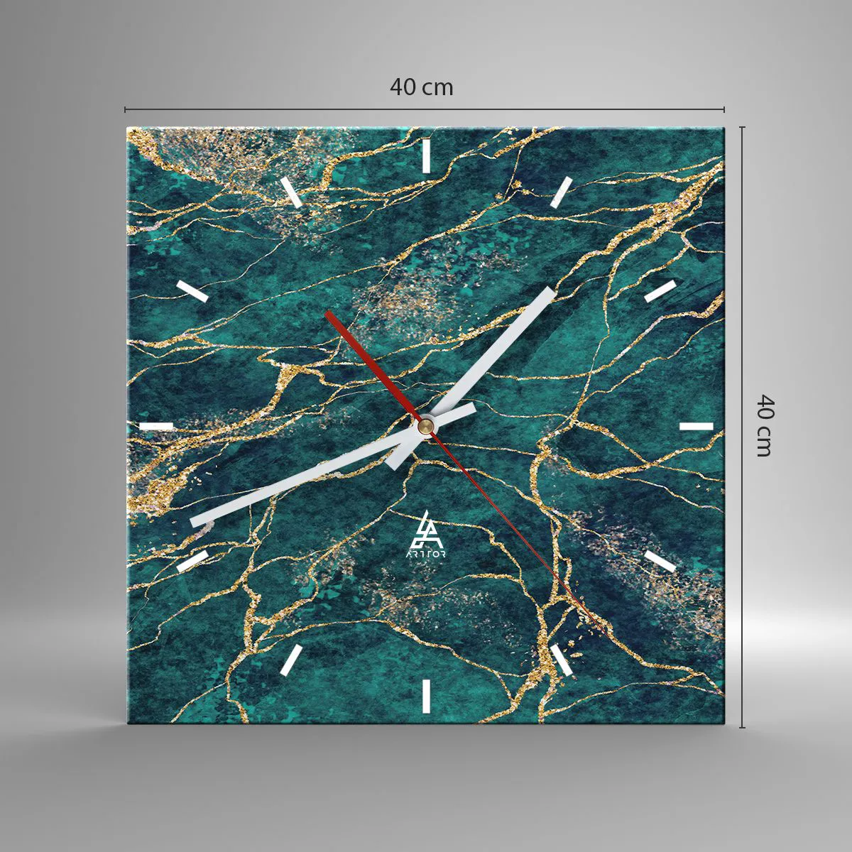 Wanduhr - Glasuhr - Goldmine - 40x40 cm