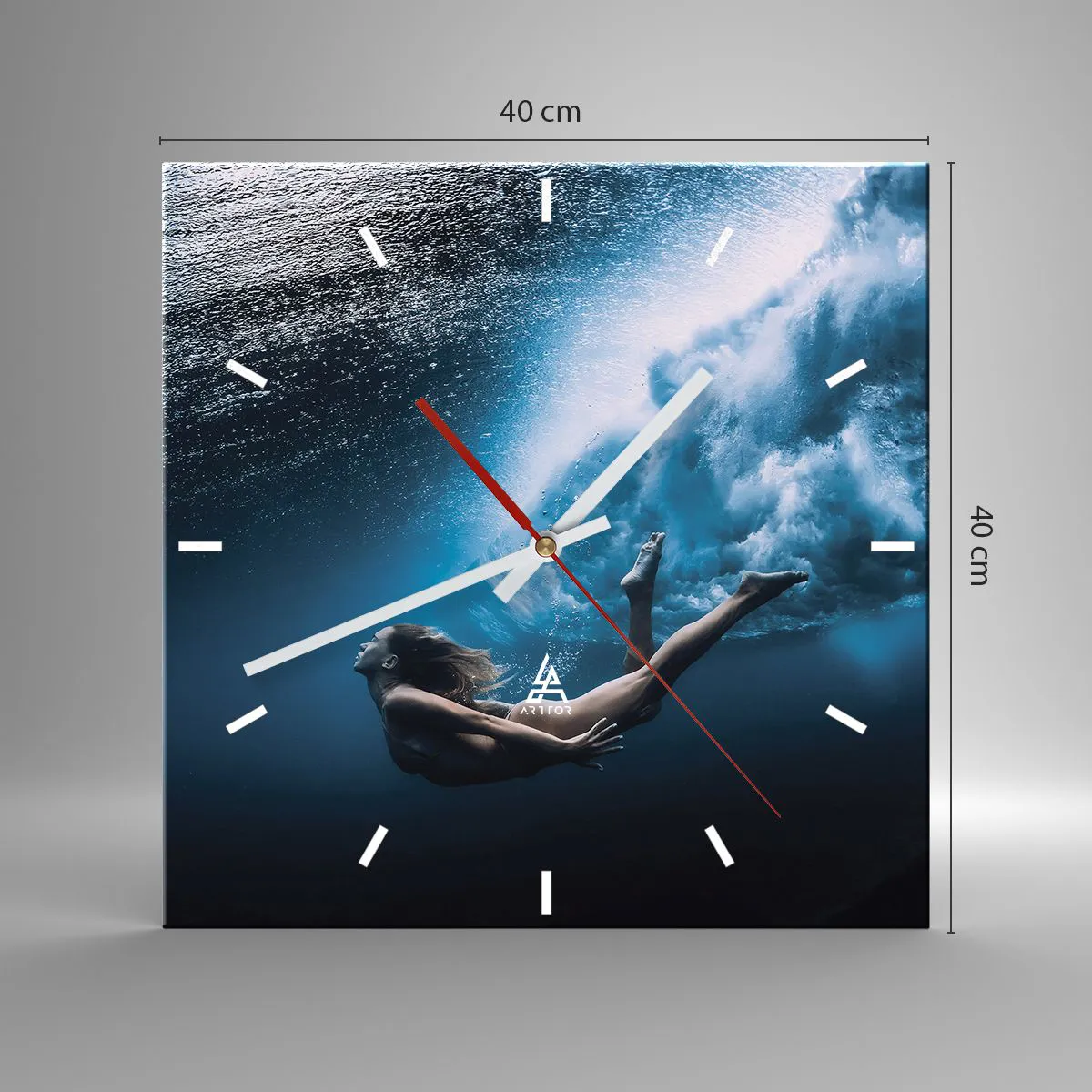 Ceas de perete - Ceas pe sticlă - Sirena modernă - 40x40 cm