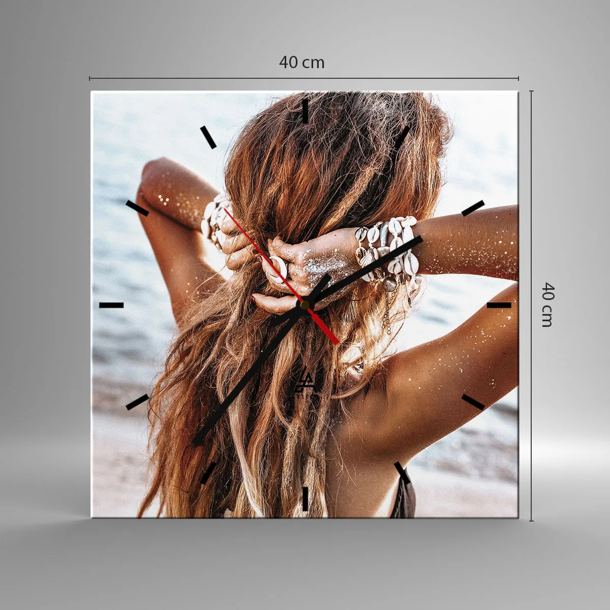 Ceas de perete - Ceas pe sticlă - Sora apei și a soarelui - 40x40 cm