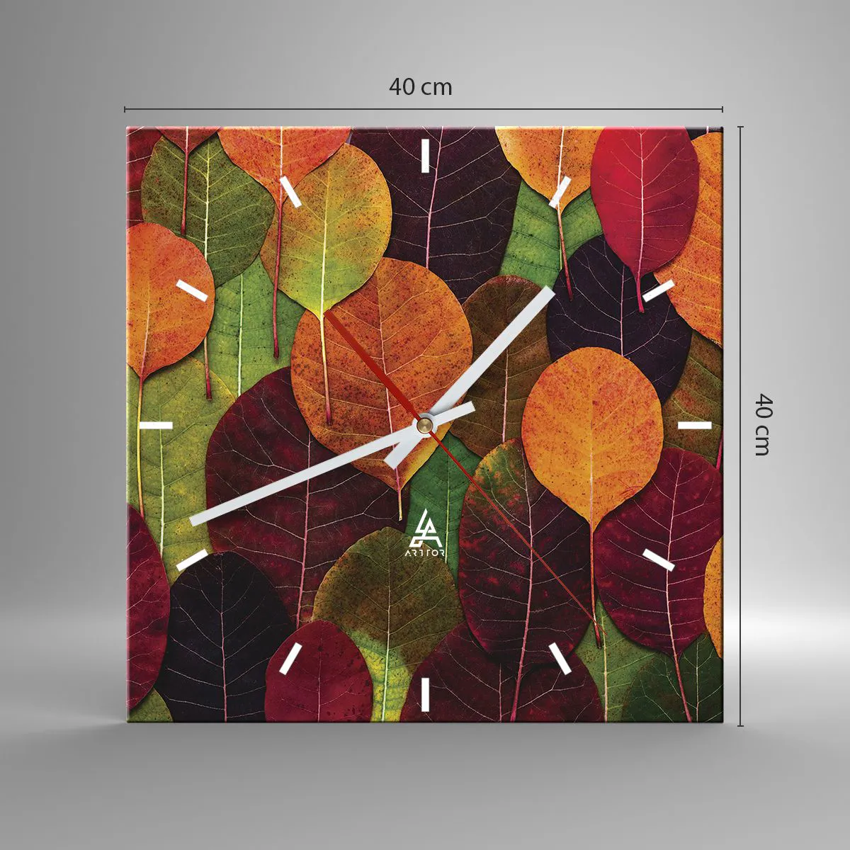 Ceas de perete - Ceas pe sticlă - Mozaic de toamnă - 40x40 cm