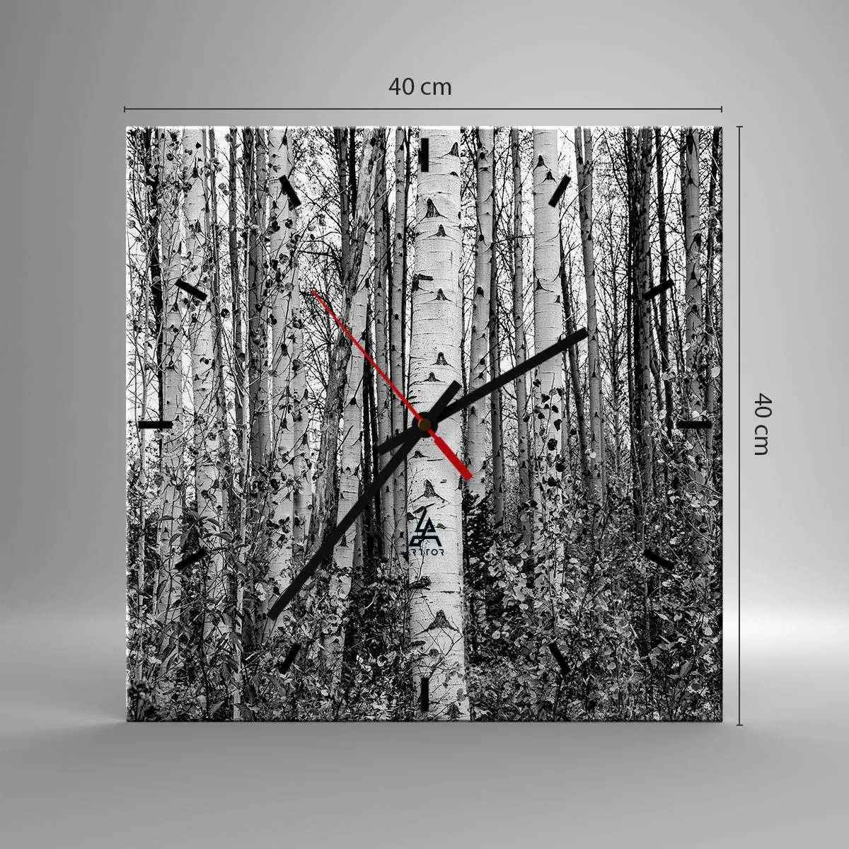 Reloj de pared - Reloj de vidrio - Columnas de abedules - 40x40 cm
