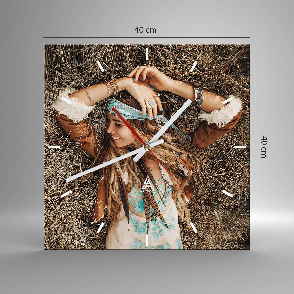 Relógio de parede - Relógio em vidro - A caminho do verão do amor - 40x40 cm