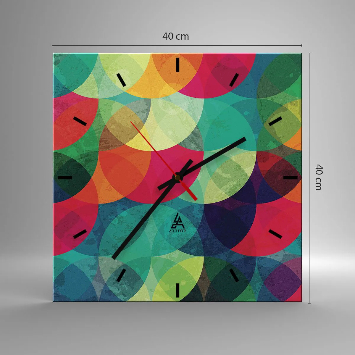 Ceas de perete - Ceas pe sticlă - Să intrăm în curcubeu - 40x40 cm