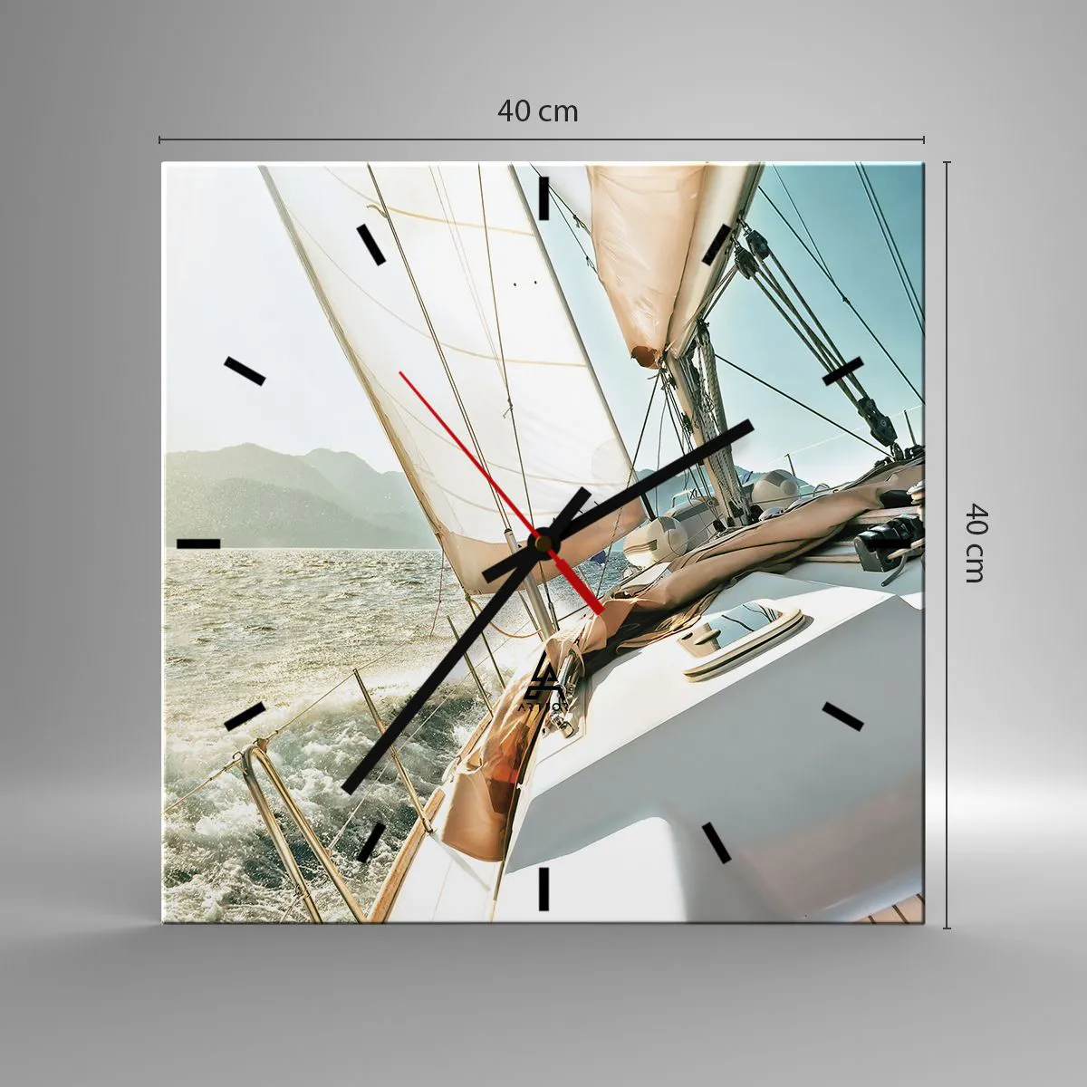 Wanduhr - Glasuhr - Unter vollen Segeln - 40x40 cm