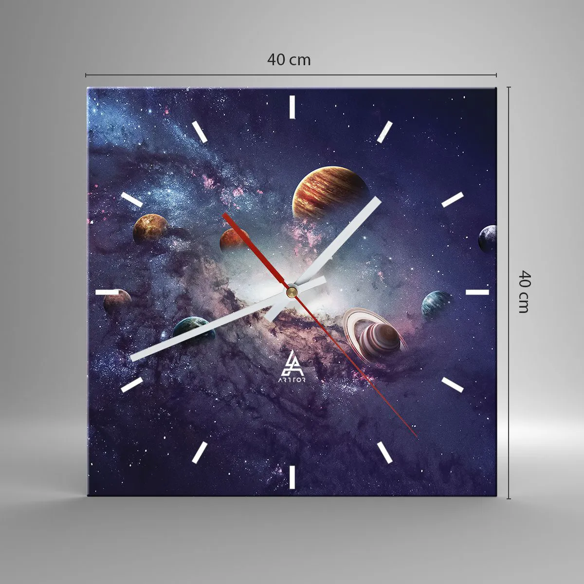 Wanduhr - Glasuhr - Solar-Tanz-System - 40x40 cm