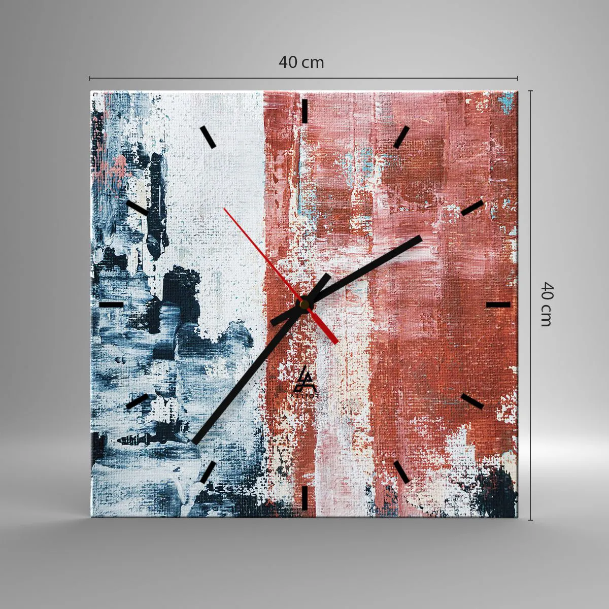 Wanduhr - Glasuhr - Fünfzig-Fünfzig abstrakt - 40x40 cm