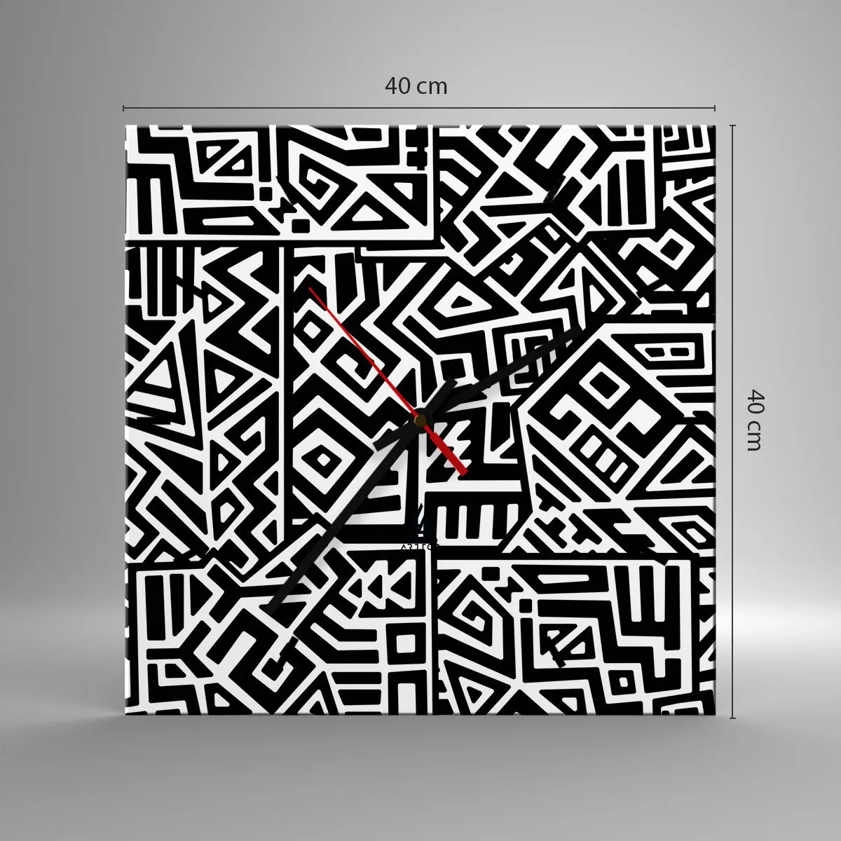 Wall clock - Clock on glass - Precolumbian Composition - 40x40 cm