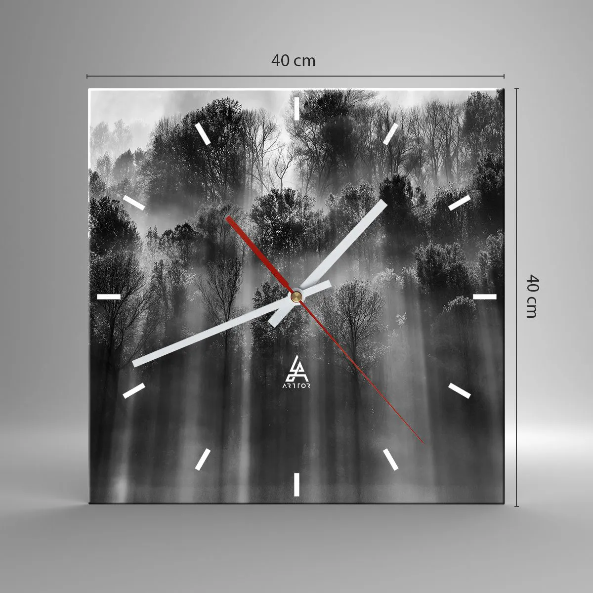 Wanduhr - Glasuhr - In Lichtstrahlen - 40x40 cm