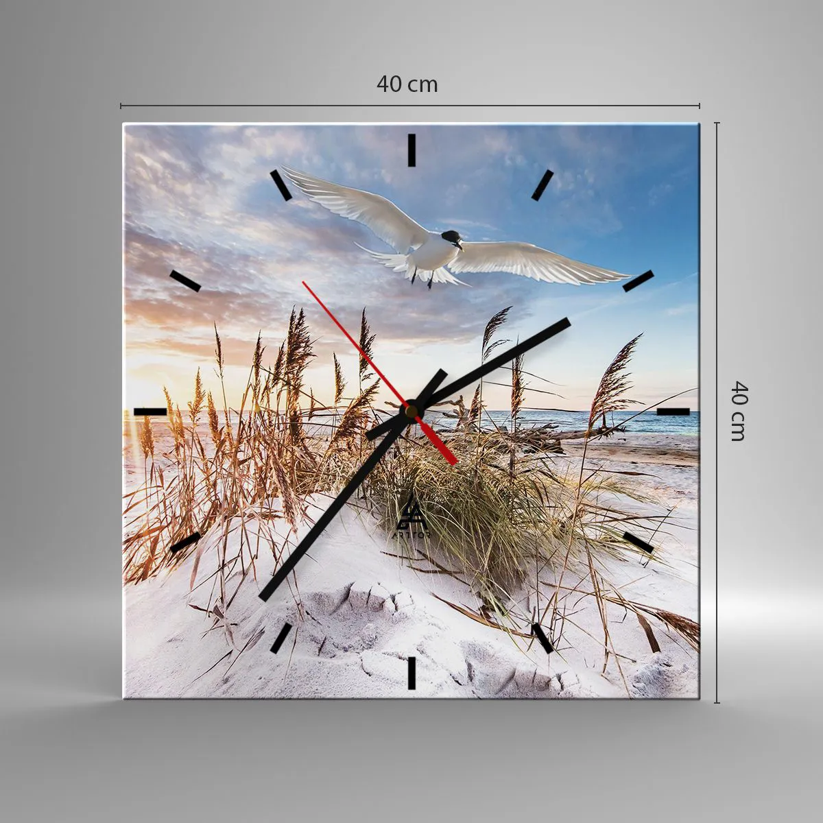 Relógio de parede - Relógio em vidro - Vento do mar - 40x40 cm