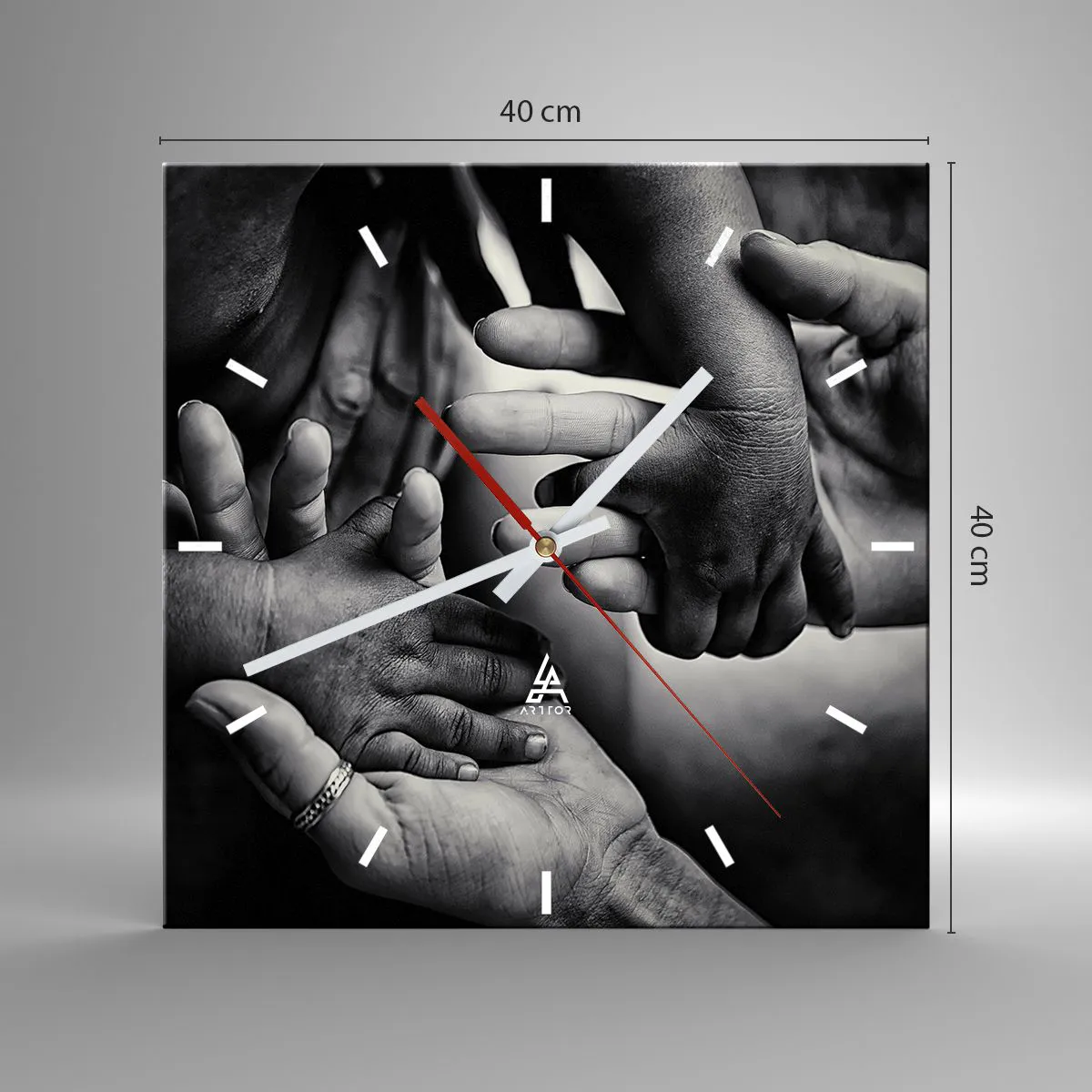 Relógio de parede - Relógio em vidro - Ser humano - 40x40 cm