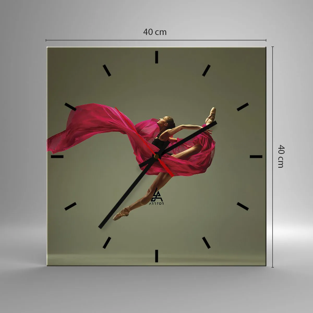 Ceas de perete - Ceas pe sticlă - Flacără dansatoare - 40x40 cm