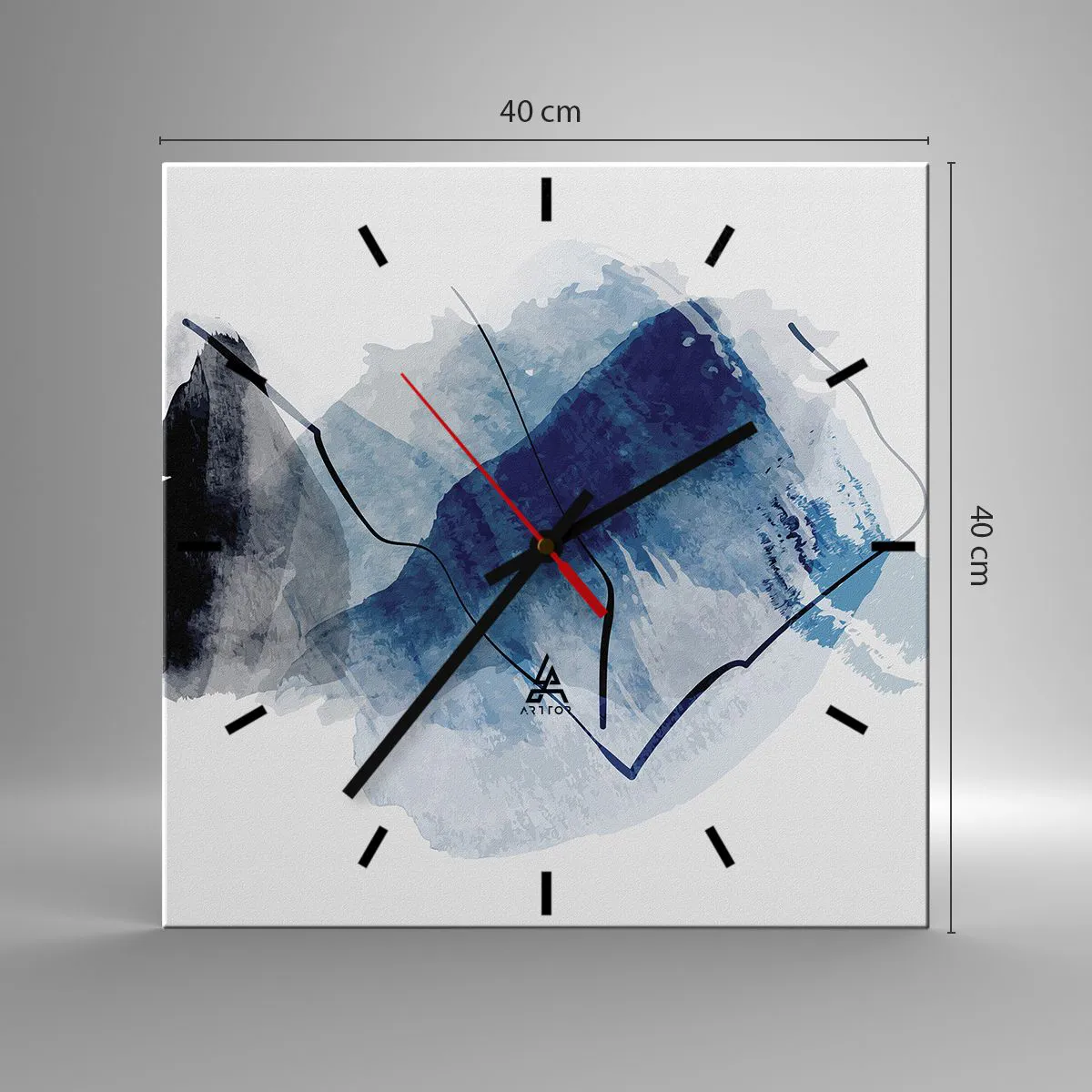Wall clock - Clock on glass - Ice Mountain - 40x40 cm