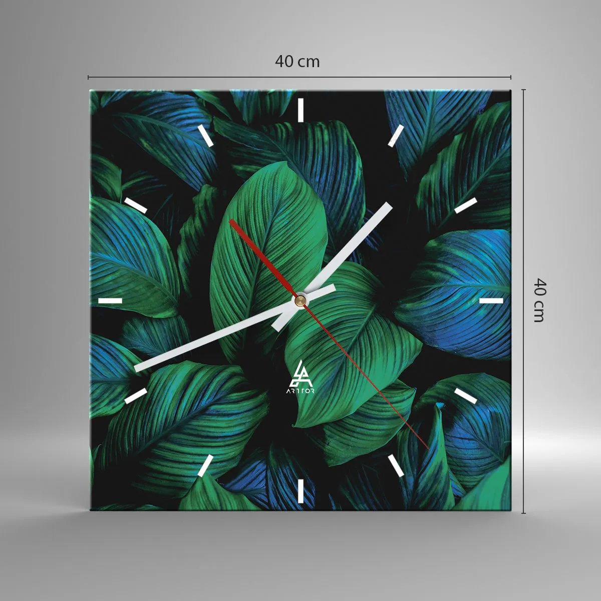 Ceas de perete - Ceas pe sticlă - Traficul verde - 40x40 cm