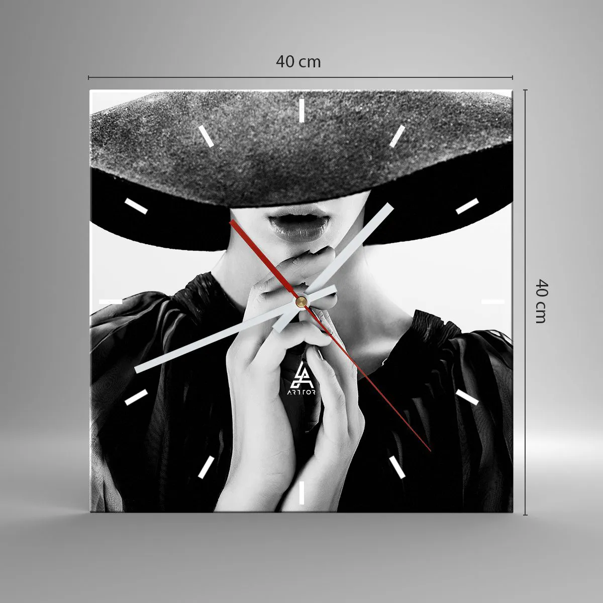 Relógio de parede - Relógio em vidro - Beleza escondida - 40x40 cm