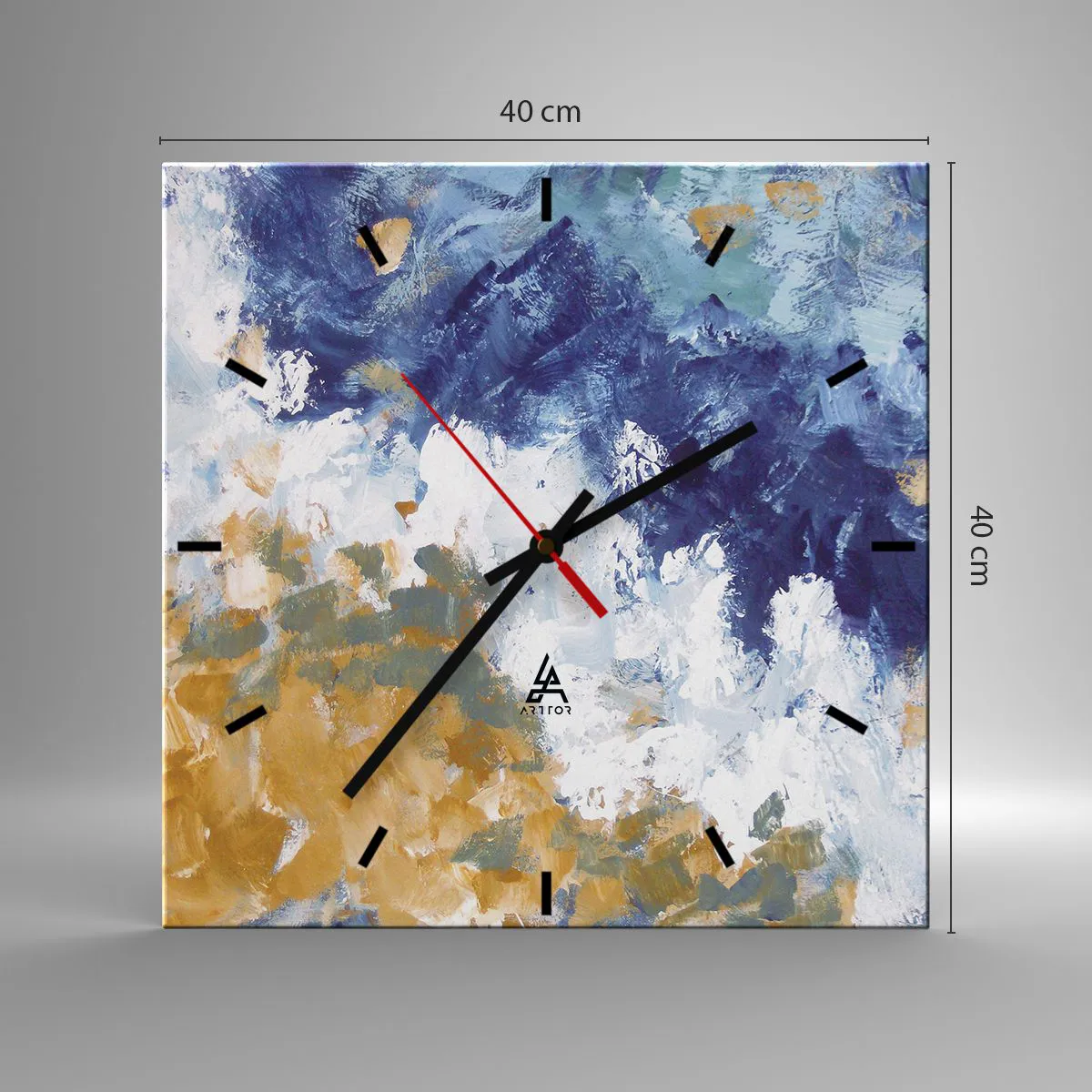 Reloj de pared - Reloj de vidrio - Danza de los elementos - 40x40 cm