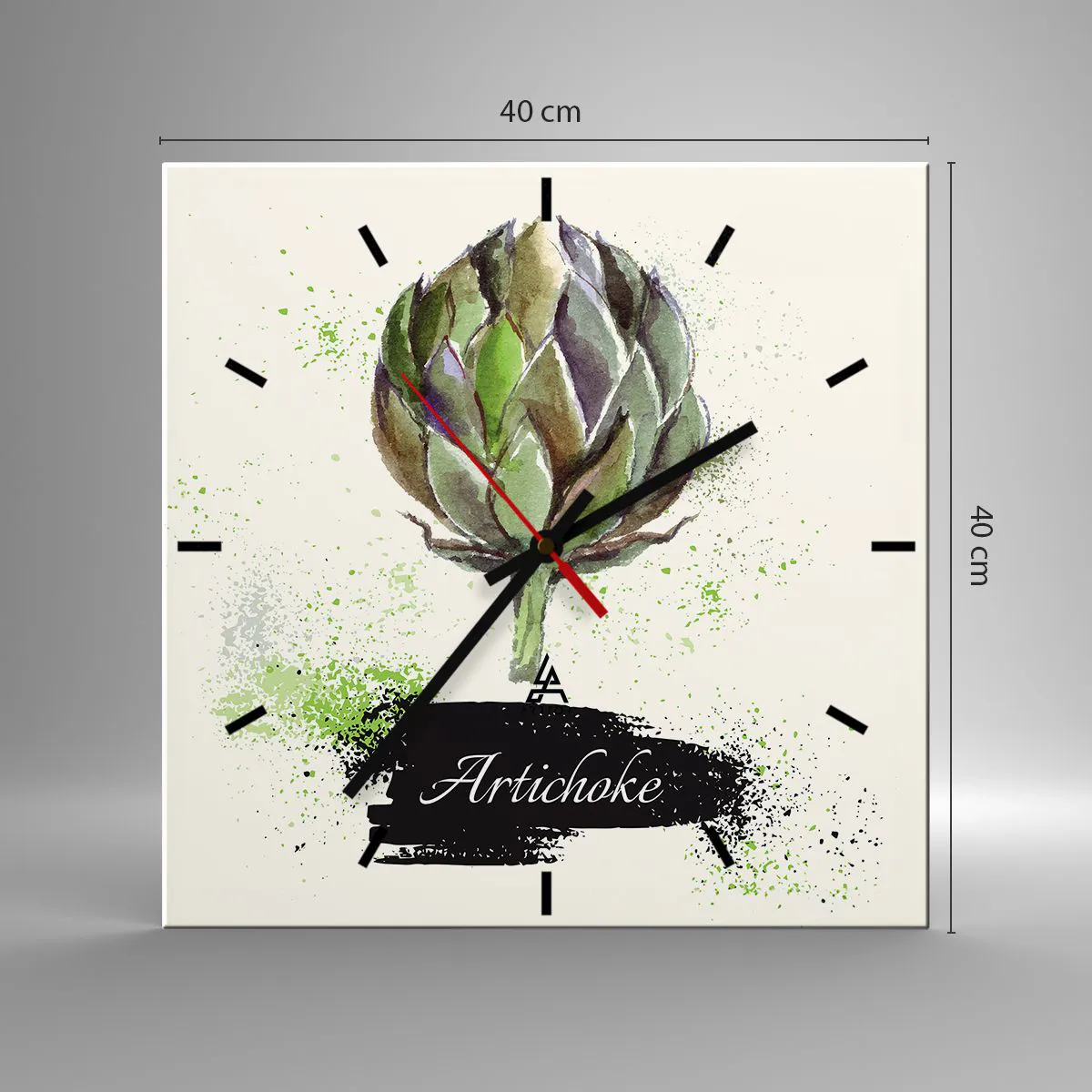 Väggklocka - Klocka på glas - Eviva grönsaker! - 40x40 cm