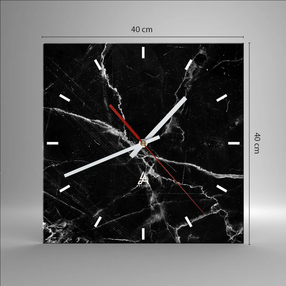 Wall clock - Clock on glass - The Secret Life of a Stone - 40x40 cm