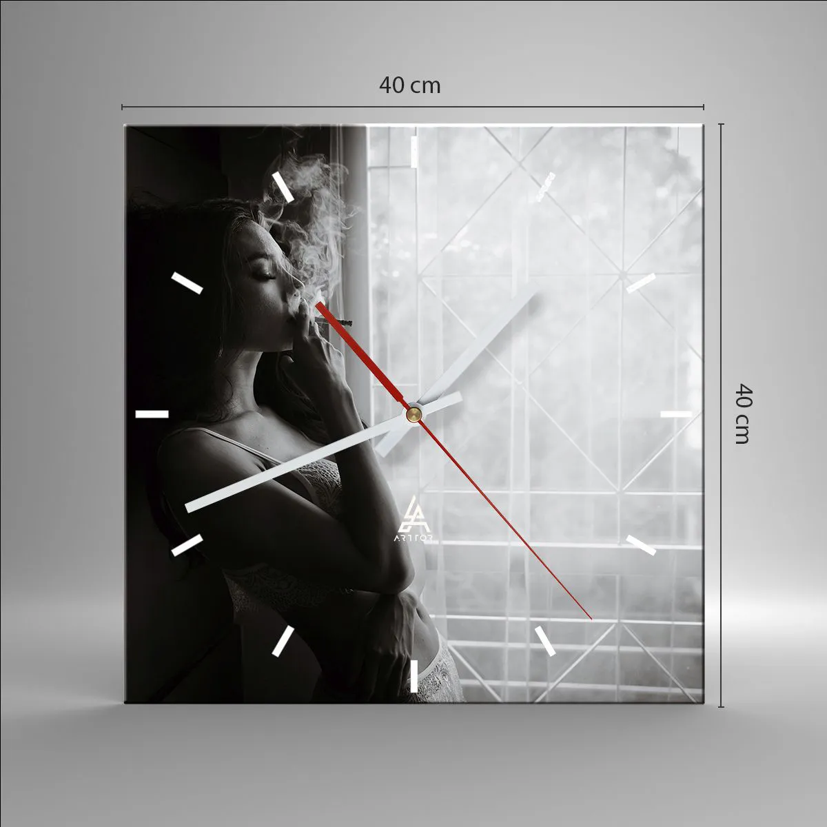 Wanduhr - Glasuhr - Sinnlicher Moment - 40x40 cm