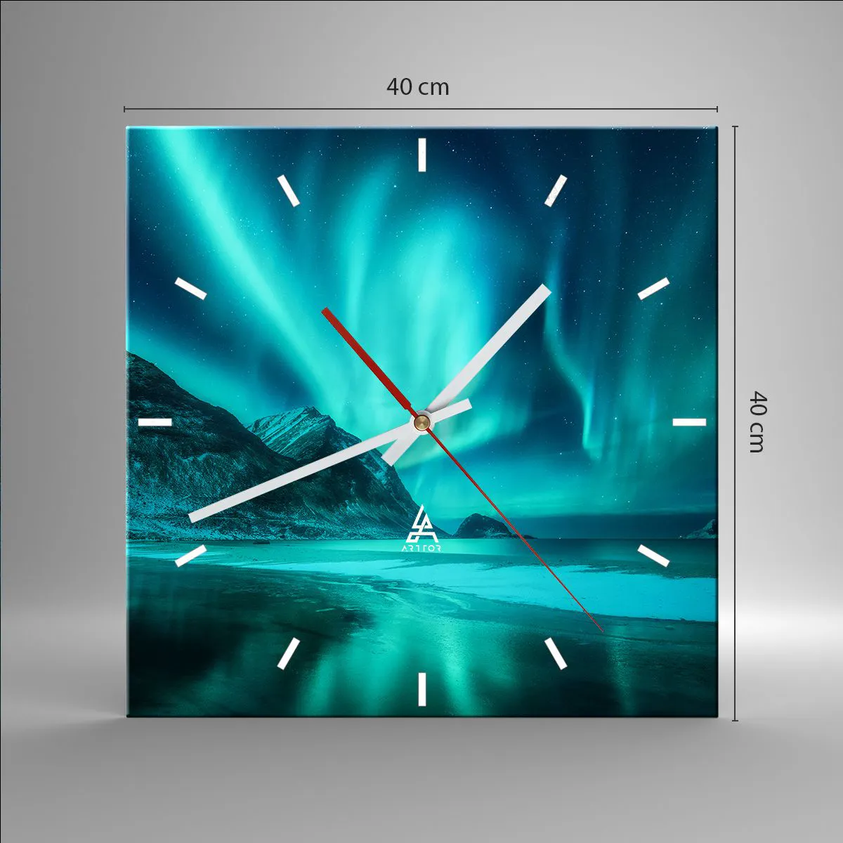 Wanduhr - Glasuhr - Wunder des Nordens - 40x40 cm