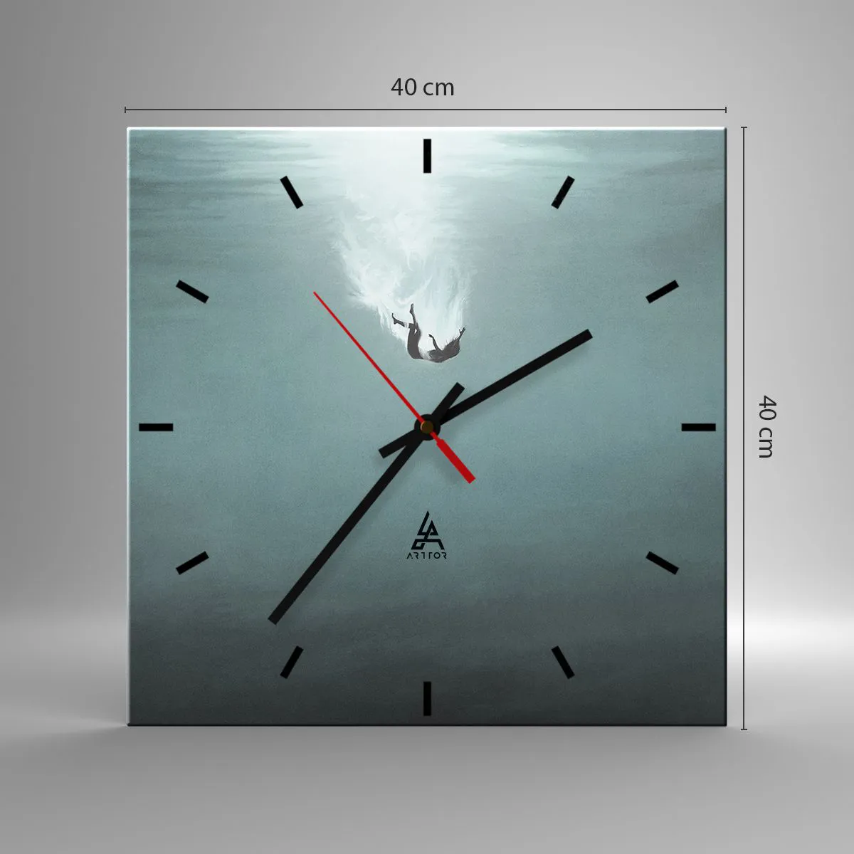 Wanduhr - Glasuhr - In den Armen des Ozeans - 40x40 cm