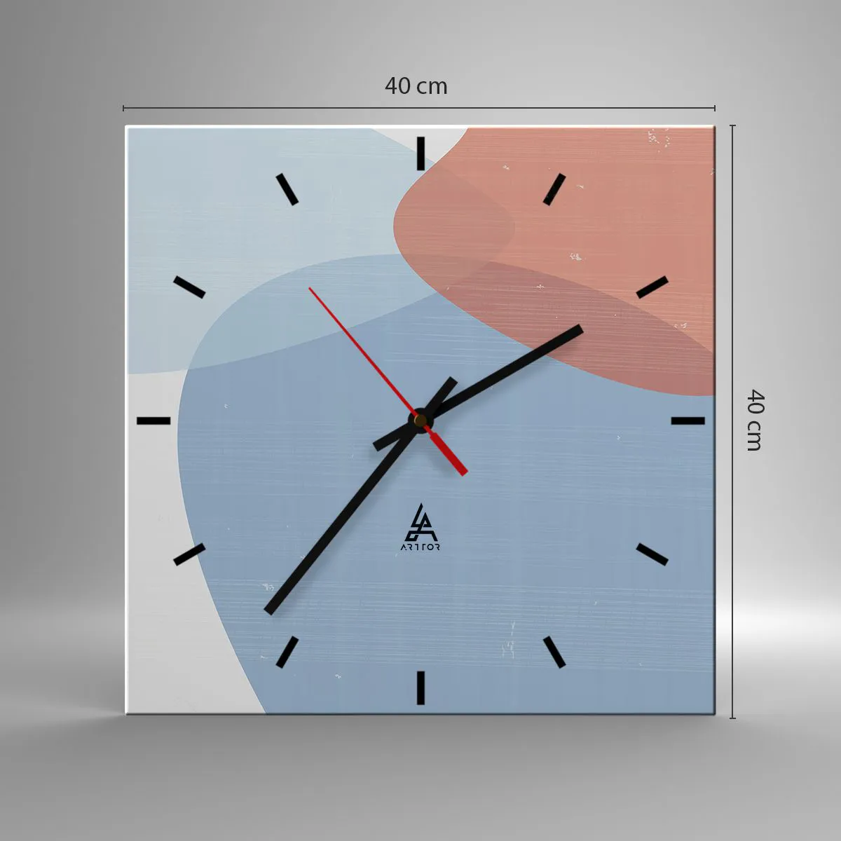 Väggklocka - Klocka på glas - Pastellfärgade relationer - 40x40 cm