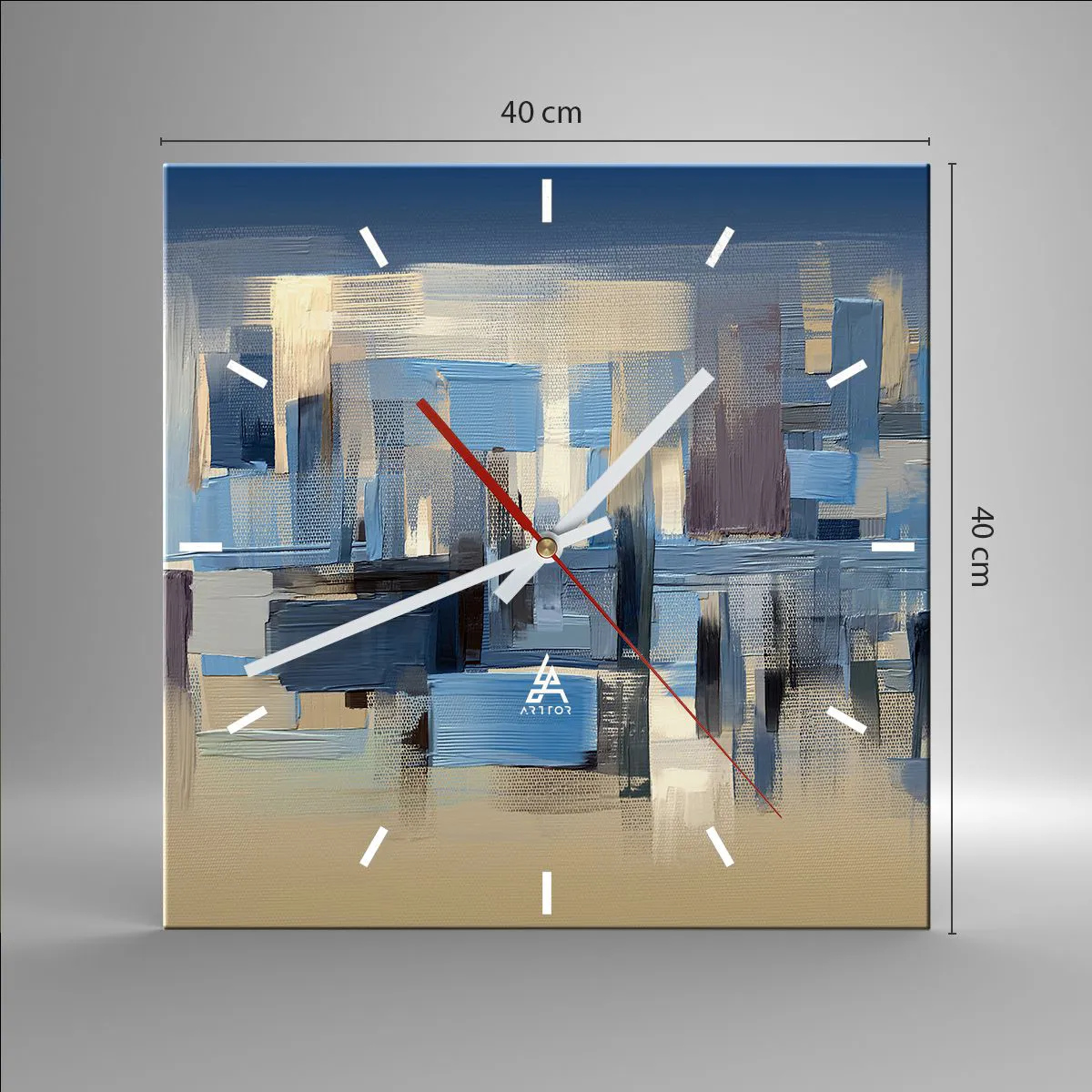 Wanduhr - Glasuhr - Blaue Konstruktion - 40x40 cm