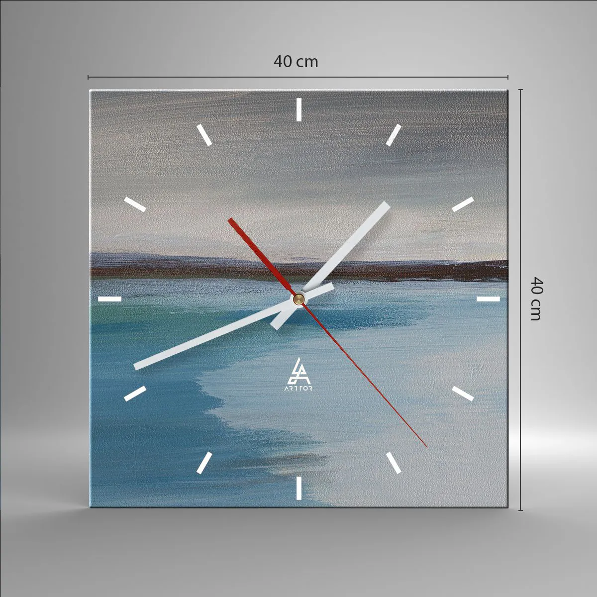 Reloj de pared - Reloj de vidrio - Paisaje horizontal - 40x40 cm