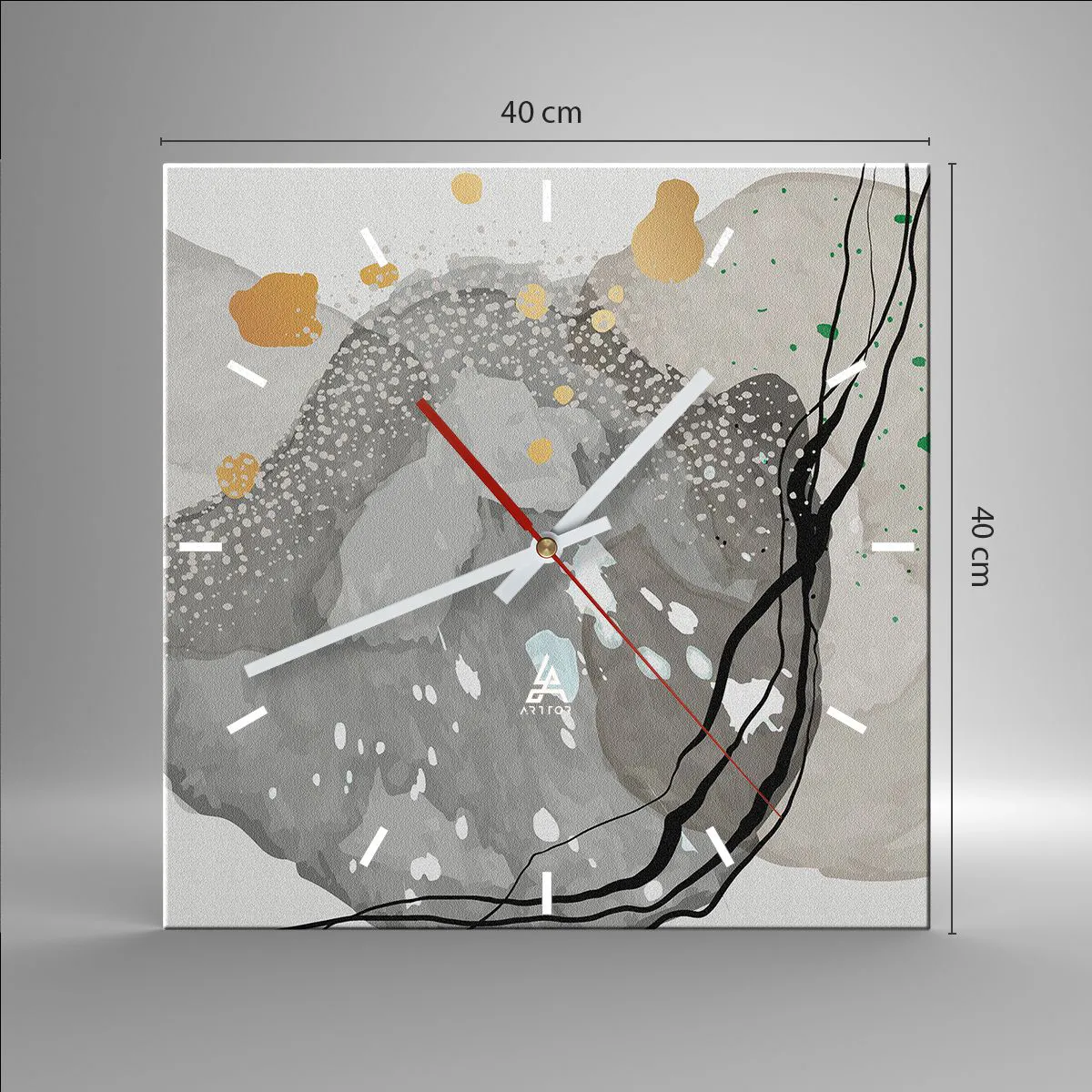 Ceas de perete - Ceas pe sticlă - Compoziție organică - 40x40 cm