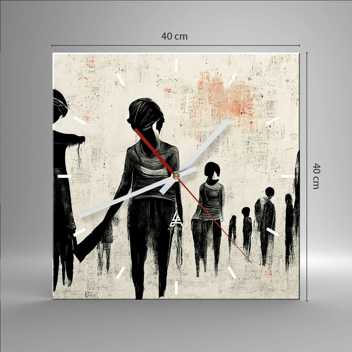 Wall clock - Clock on glass - Against Solitude - 40x40 cm