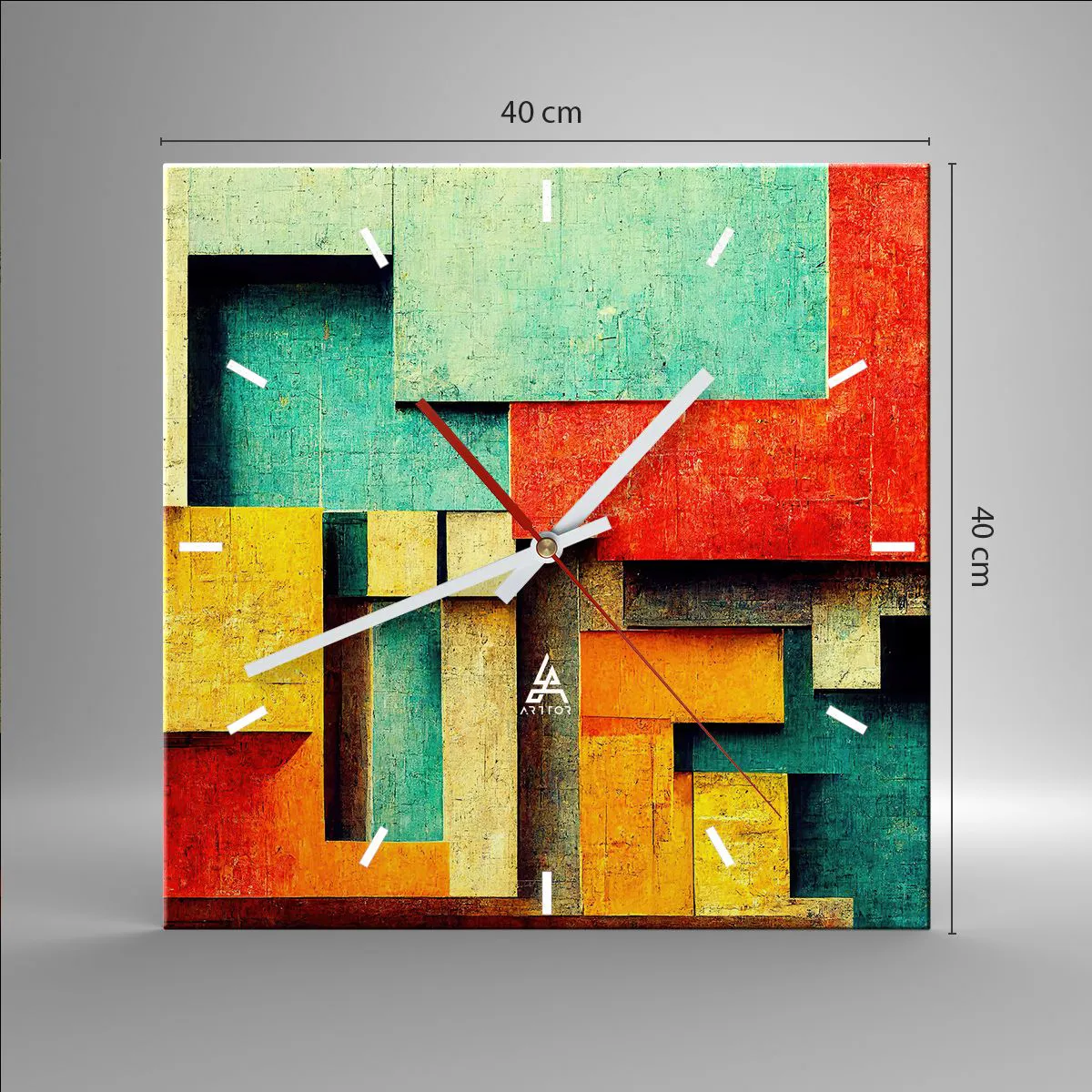 Reloj de pared - Reloj de vidrio - Festival de ángulos rectos - 40x40 cm