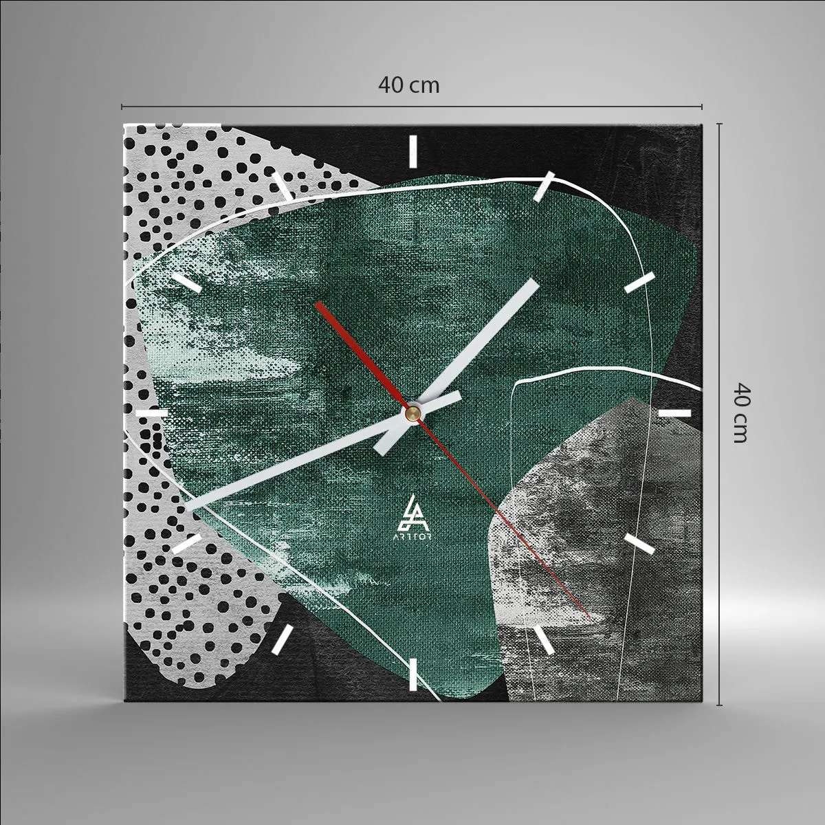 Wanduhr - Glasuhr - Bunte Abstraktion mit Blattgold - 40x40 cm