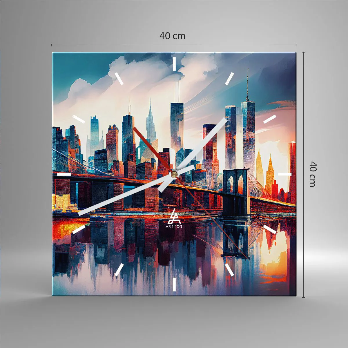 Reloj de pared - Reloj de vidrio - Nueva York siempre luce - 40x40 cm