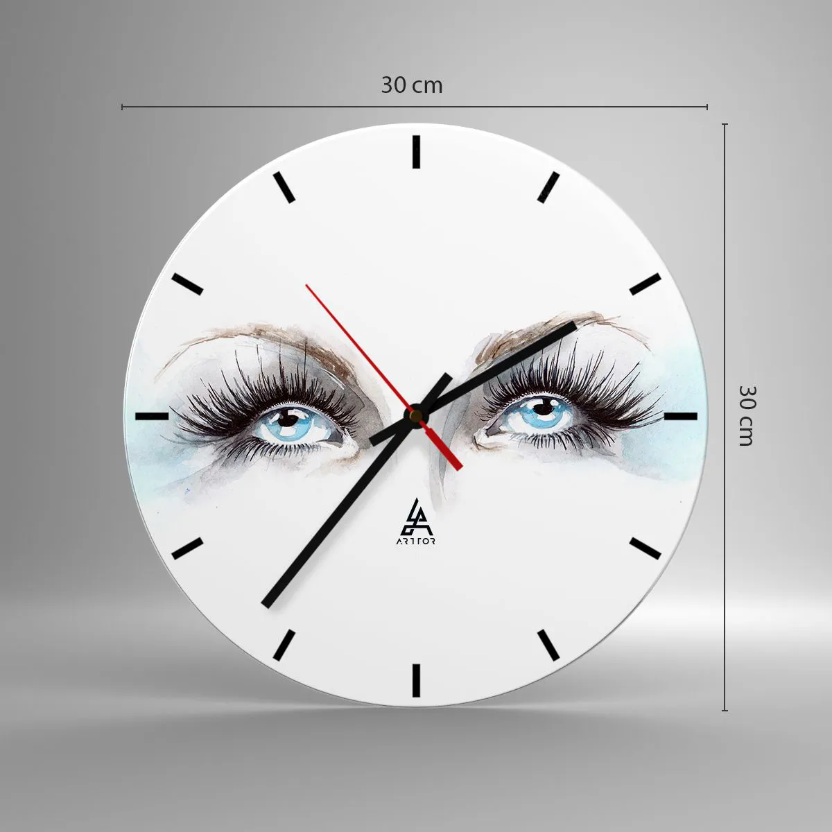 Horloge murale - Pendule murale - Yeux bleus avec de longs cils dans un style aquarelle artistique - 30x30cm - Yeux d'ange? - Décoration murale moderne pour le salon, la cuisine et la chambre ARTTOR