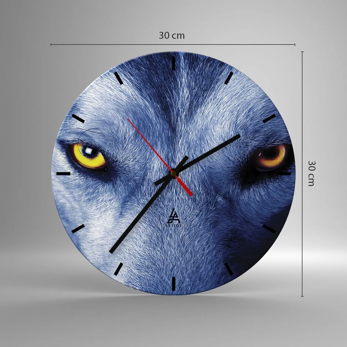 Vægur, Uret - Ulveøjne i kølige farver - 30x30cm - Et hypnotiserende udseende - Moderne vægdekoration til stue, køkken og soveværelse ARTTOR