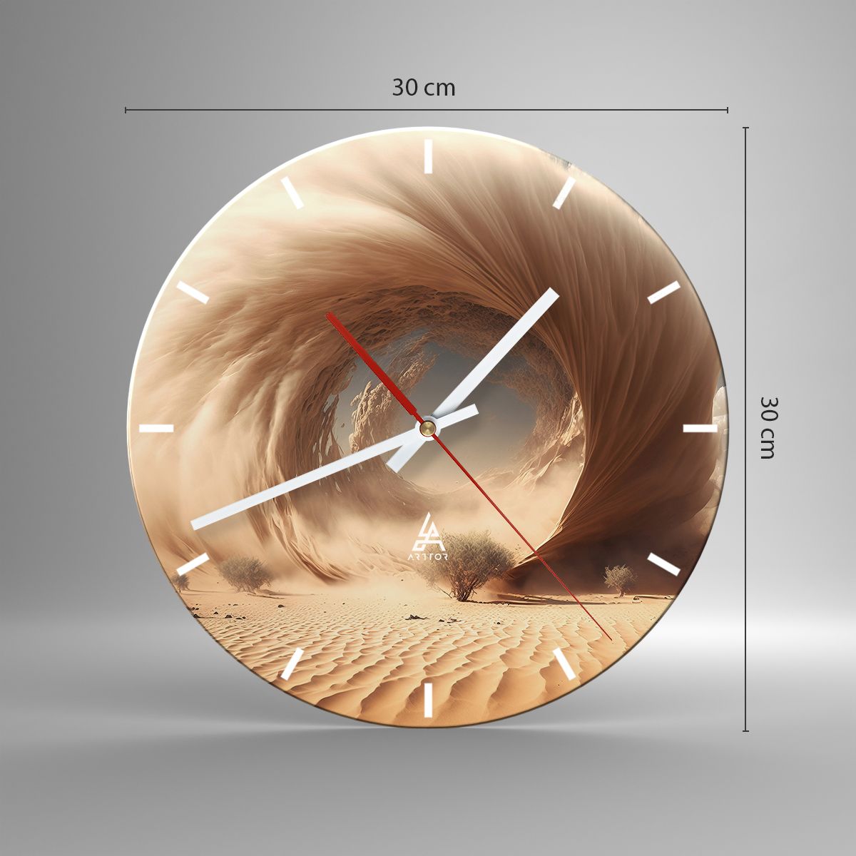 Reloj de Pared 30x30cm Reloj de Vidrio Arena Desierto Una Tormenta